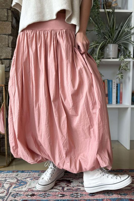 Paloma Bubble Hem Midi Skirt Sundown
